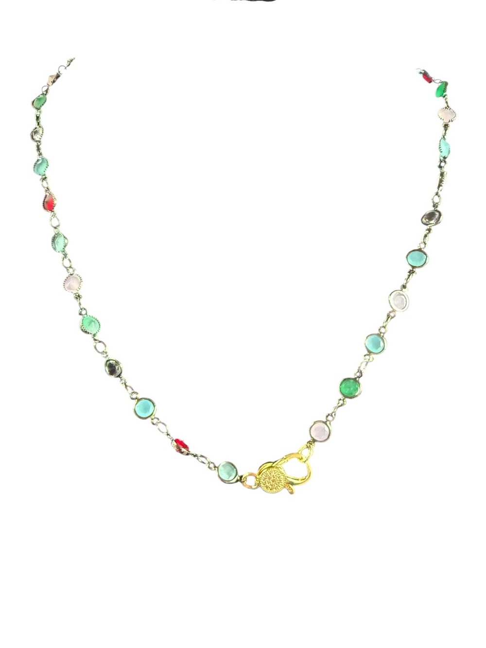 New Freida Rothman Black Rhodium Multicolored Gems 18” Necklace Pave Clasp